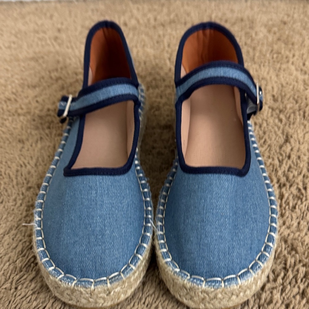 Atbell NWOB Denim Blue Espadrille Mary Janes size 37
